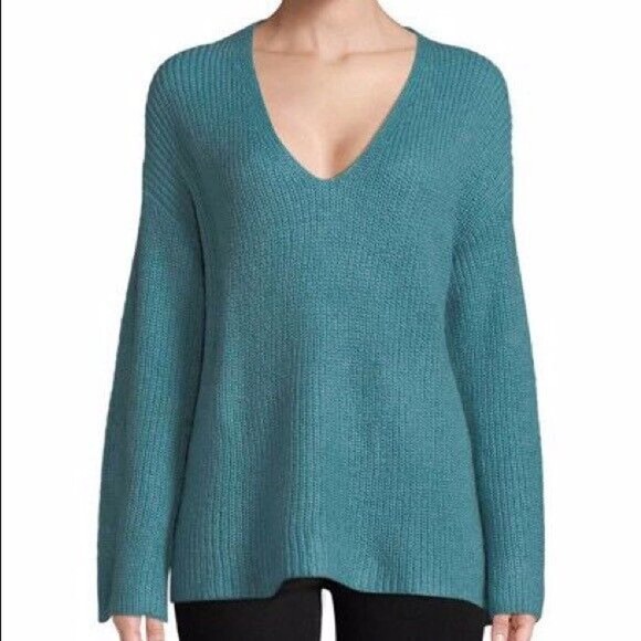 Rebecca Minkoff‎ Women's V-Neck Pullover Sweater Long Sleeve Blue Small Chunky - Picture 3 of 11